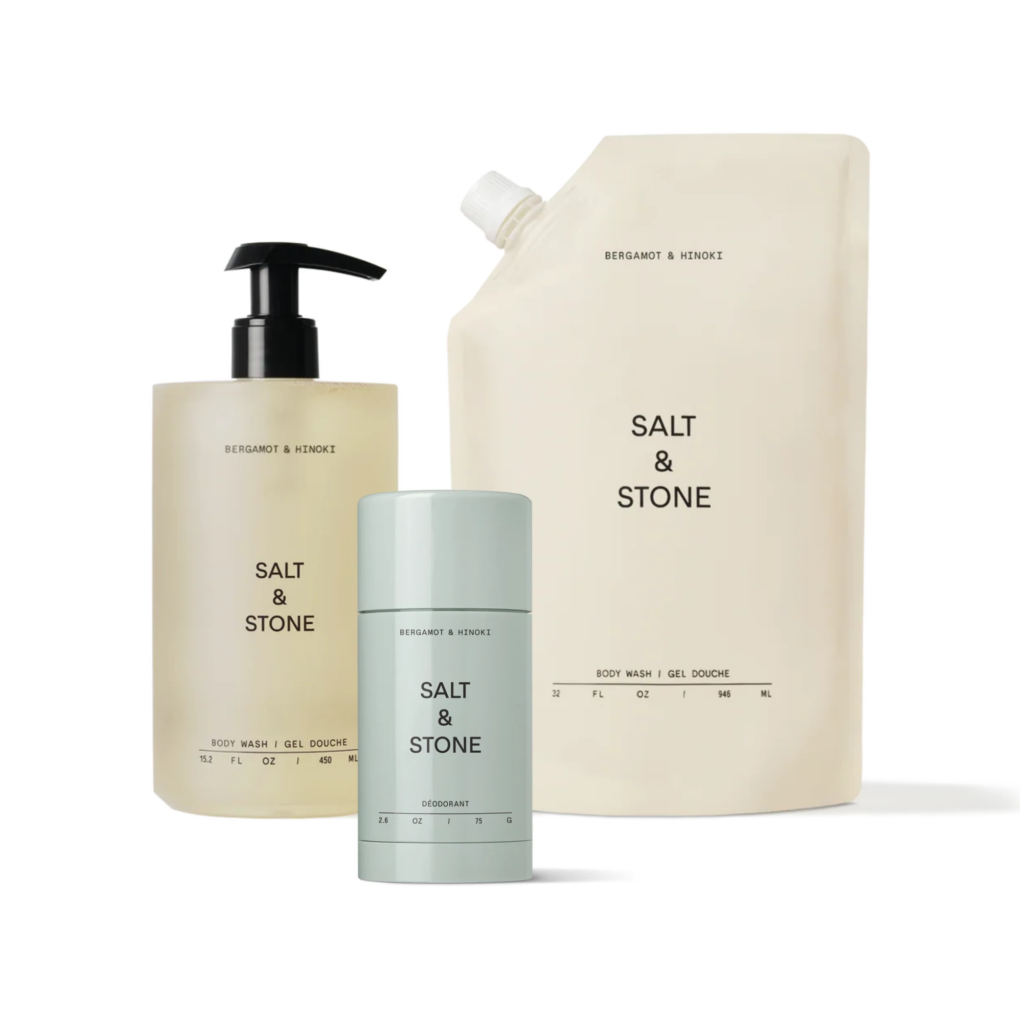 Salt & Stone Bergamott & hinoki testtisztító készlet