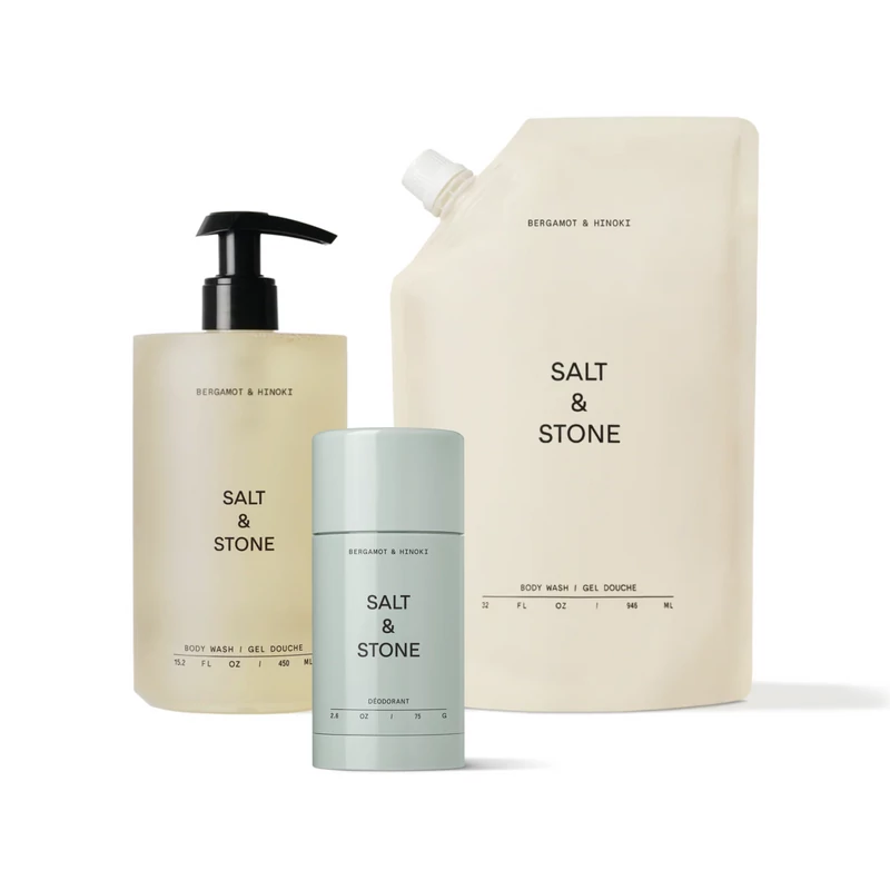 Salt & Stone Bergamott & hinoki testtisztító készlet